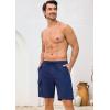 image:imageSILKWORLD Mens Swim Trunks with Compression Liner 9 Stretch Beach Shorts Quick Dry Bathing Suits with Zipper PocketsNavy Totem