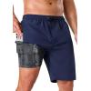 image:imageSILKWORLD Mens Swim Trunks with Compression Liner 9 Stretch Beach Shorts Quick Dry Bathing Suits with Zipper PocketsNavy Totem