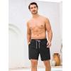 image:imageSILKWORLD Mens Swim Trunks with Compression Liner 2 in 1 Quick Dry Bathing Suit 7 Inch Swim Shorts with Zipper PocketsBlack