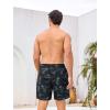 image:imageSILKWORLD Mens Swim Trunks with Compression Liner 2 in 1 Quick Dry Bathing Suit 7 Inch Swim Shorts with Zipper PocketsBlack Blue Dinosaur