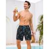 image:imageSILKWORLD Mens Swim Trunks with Compression Liner 2 in 1 Quick Dry Bathing Suit 7 Inch Swim Shorts with Zipper PocketsBlack Blue Dinosaur
