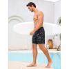 image:imageSILKWORLD Mens Swim Trunks with Compression Liner 2 in 1 Quick Dry Bathing Suit 7 Inch Swim Shorts with Zipper PocketsBlack Blue Dinosaur