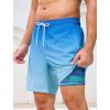 image:imageSILKWORLD Mens Swim Trunks with Compression Liner 2 in 1 Quick Dry Bathing Suit 7 Inch Swim Shorts with Zipper PocketsC1gradient Blue
