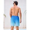 image:imageSILKWORLD Mens Swim Trunks with Compression Liner 2 in 1 Quick Dry Bathing Suit 7 Inch Swim Shorts with Zipper PocketsC1gradient Blue