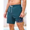 image:imageSILKWORLD Mens Swim Trunks with Compression Liner 2 in 1 Quick Dry Bathing Suit 7 Inch Swim Shorts with Zipper PocketsD1peacock Blue