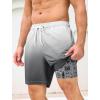 image:imageSILKWORLD Mens Swim Trunks with Compression Liner 2 in 1 Quick Dry Bathing Suit 7 Inch Swim Shorts with Zipper PocketsGradient Grey