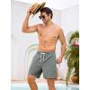 image:imageSILKWORLD Mens Swim Trunks with Compression Liner 2 in 1 Quick Dry Bathing Suit 7 Inch Swim Shorts with Zipper PocketsGrey