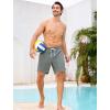 image:imageSILKWORLD Mens Swim Trunks with Compression Liner 2 in 1 Quick Dry Bathing Suit 7 Inch Swim Shorts with Zipper PocketsGrey