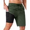 image:imageSILKWORLD Mens Swim Trunks with Compression Liner 9 Quick Dry Bathing Suit Long Swimming Shorts with Cargo PocketsArmy Green