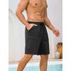 image:imageSILKWORLD Mens Swim Trunks with Compression Liner 9 Quick Dry Bathing Suit Long Swimming Shorts with Cargo PocketsBlack