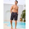 image:imageSILKWORLD Mens Swim Trunks with Compression Liner 9 Quick Dry Bathing Suit Long Swimming Shorts with Cargo PocketsBlack With Pink Palms