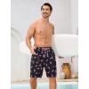 image:imageSILKWORLD Mens Swim Trunks with Compression Liner 9 Quick Dry Bathing Suit Long Swimming Shorts with Cargo PocketsBlack With Pink Palms