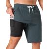 image:imageSILKWORLD Mens Swim Trunks with Compression Liner 9 Quick Dry Bathing Suit Long Swimming Shorts with Cargo PocketsDark Grey
