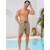 image:imageSILKWORLD Mens Swim Trunks with Compression Liner 9 Quick Dry Bathing Suit Long Swimming Shorts with Cargo PocketsKhaki