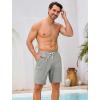 image:imageSILKWORLD Mens Swim Trunks with Compression Liner 9 Quick Dry Bathing Suit Long Swimming Shorts with Cargo PocketsLight Grey