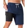 image:imageSILKWORLD Mens Swim Trunks with Compression Liner 9 Quick Dry Bathing Suit Long Swimming Shorts with Cargo PocketsNavy