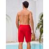 image:imageSILKWORLD Mens Swim Trunks with Compression Liner 9 Quick Dry Bathing Suit Long Swimming Shorts with Cargo PocketsRed