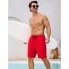 image:imageSILKWORLD Mens Swim Trunks with Compression Liner 9 Quick Dry Bathing Suit Long Swimming Shorts with Cargo PocketsRed