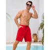 image:imageSILKWORLD Mens Swim Trunks with Compression Liner 9 Quick Dry Bathing Suit Long Swimming Shorts with Cargo PocketsRed
