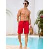 image:imageSILKWORLD Mens Swim Trunks with Compression Liner 9 Quick Dry Bathing Suit Long Swimming Shorts with Cargo PocketsRed