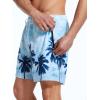 image:imageSILKWORLD Mens Swimming Trunks with Compression Liner 2 in 1 QuickDry Swim Shorts with Zipper PocketsCoconut Tree