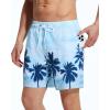 image:imageSILKWORLD Mens Swimming Trunks with Compression Liner 2 in 1 QuickDry Swim Shorts with Zipper PocketsCoconut Tree