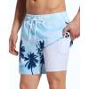 image:imageSILKWORLD Mens Swimming Trunks with Compression Liner 2 in 1 QuickDry Swim Shorts with Zipper PocketsCoconut Tree