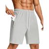image:imageSILKWORLD Mens Quick Dry Athletic Running Shorts with Zipper Pockets 7 Stretch Gym Workout Training ShortsLight Grey