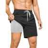 image:imageSILKWORLD Mens Swim Trunks 6 Quick Dry Bathing Suit Beach Swimming Shorts with Compression Liner and Zipper PocketsA01 Black Grey Liner