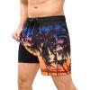 image:imageSILKWORLD Mens Swim Trunks 6 Quick Dry Bathing Suit Beach Swimming Shorts with Compression Liner and Zipper PocketsZ01 Gradient Black Orange Tree