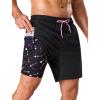 image:imageSILKWORLD Mens Swim Trunks with Compression Liner 2 in 1 Quick Dry Bathing Suit 7 Inch Swim Shorts with Zipper PocketsBlack