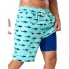 image:imageSILKWORLD Mens Swim Trunks with Compression Liner 9 Quick Dry Bathing Suit Long Swimming Shorts with Cargo PocketsAqua Fish Pattern
