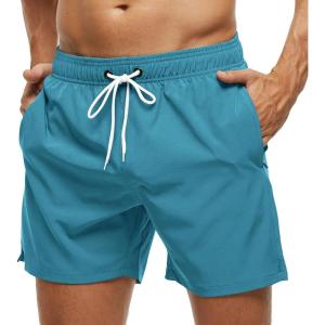 image:imageSILKWORLD Mens Swim Trunks Quick Dry Beach Shorts with PocketsMq18zipteal Blue