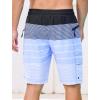 image:imageSILKWORLD Mens Swim Trunks 9 Quick Dry Bathing Suit Beach Shorts with Zipper Pockets  Compression LinerBlack  Haze Blue Stripe