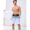 image:imageSILKWORLD Mens Swim Trunks 9 Quick Dry Bathing Suit Beach Shorts with Zipper Pockets  Compression LinerBlack  Haze Blue Stripe