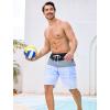 image:imageSILKWORLD Mens Swim Trunks 9 Quick Dry Bathing Suit Beach Shorts with Zipper Pockets  Compression LinerBlack  Haze Blue Stripe