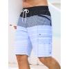 image:imageSILKWORLD Mens Swim Trunks 9 Quick Dry Bathing Suit Beach Shorts with Zipper Pockets  Compression LinerBlack  Haze Blue Stripe