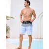 image:imageSILKWORLD Mens Swim Trunks 9 Quick Dry Bathing Suit Beach Shorts with Zipper Pockets  Compression LinerBlack  Haze Blue Stripe