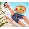 image:imageSILKWORLD Mens Swim Trunks 9 Quick Dry Bathing Suit Beach Shorts with Zipper Pockets  Compression LinerOrange Palm