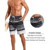 image:imageSILKWORLD Mens Swim Trunks with Compression Liner 9 Beach Board Shorts Men 2 in 1 Quick Dry Bathing Suit with PocketsGrey White