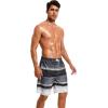image:imageSILKWORLD Mens Swim Trunks with Compression Liner 9 Beach Board Shorts Men 2 in 1 Quick Dry Bathing Suit with PocketsGrey White
