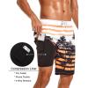image:imageSILKWORLD Mens Swim Trunks with Compression Liner 9 Beach Board Shorts Men 2 in 1 Quick Dry Bathing Suit with PocketsPalm Tree