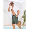 image:imageSILKWORLD Mens Swim Trunks with Compression Liner 9 Cargo Pockets Swimsuit Quick Dry Athletic Bathing Suits for Pool BeachArmy Green