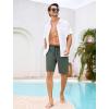 image:imageSILKWORLD Mens Swim Trunks with Compression Liner 9 Cargo Pockets Swimsuit Quick Dry Athletic Bathing Suits for Pool BeachArmy Green