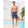 image:imageSILKWORLD Mens Swim Trunks with Compression Liner 9 Cargo Pockets Swimsuit Quick Dry Athletic Bathing Suits for Pool BeachBlackgray Tribal Print