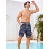 image:imageSILKWORLD Mens Swim Trunks with Compression Liner 9 Cargo Pockets Swimsuit Quick Dry Athletic Bathing Suits for Pool BeachBlackgray Tribal Print