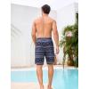 image:imageSILKWORLD Mens Swim Trunks with Compression Liner 9 Cargo Pockets Swimsuit Quick Dry Athletic Bathing Suits for Pool BeachBlackgray Tribal Print