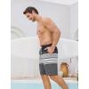 image:imageSILKWORLD Mens Swim Trunks with Compression Liner 9 Cargo Pockets Swimsuit Quick Dry Athletic Bathing Suits for Pool BeachBlackwhitegray Stripes