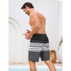 image:imageSILKWORLD Mens Swim Trunks with Compression Liner 9 Cargo Pockets Swimsuit Quick Dry Athletic Bathing Suits for Pool BeachBlackwhitegray Stripes