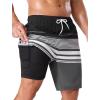 image:imageSILKWORLD Mens Swim Trunks with Compression Liner 9 Cargo Pockets Swimsuit Quick Dry Athletic Bathing Suits for Pool BeachBlackwhitegray Stripes